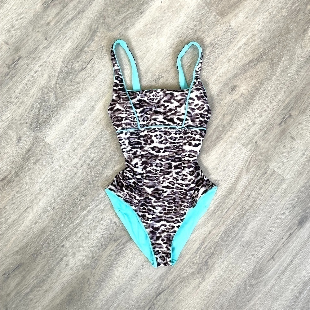 Becca Olivia Square Neck Animal One Piece Swimsuit